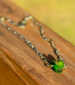 Handblown Glass Heart Necklaces