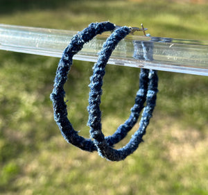 Denim Hoop Earrings