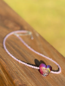 Handblown Glass Heart Necklaces